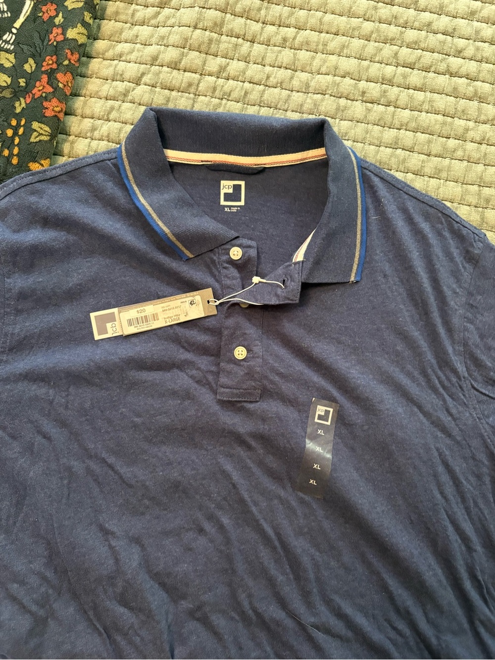 jcpenney Men’s Navy Polo with Contrast Trim